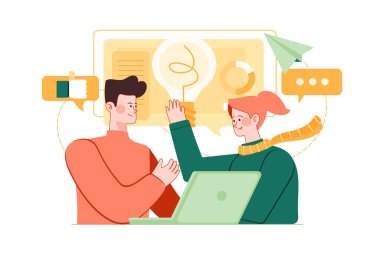 İş Aktiviteleri Çizim Konsepti. Düz illüstrasyon beyaz arkaplanda izole edildi