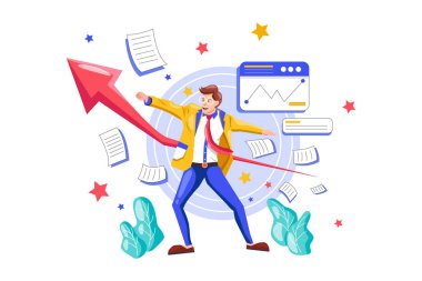 Megafon ve para vektör illüstrasyon tasarımına sahip iş adamı