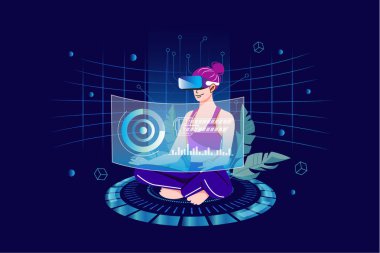 sanal gerçeklik kavramı, vektör illüstrasyonu