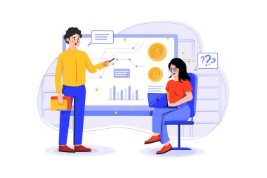 Kripto para çizimi konsepti. Düz illüstrasyon beyaz arkaplanda izole edildi