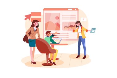 İş adamları birlikte çalışıyor, vektör illüstrasyonu