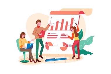 İş adamları birlikte çalışıyor, vektör illüstrasyonu