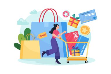 shopping online concept with sale icons vector illustration design