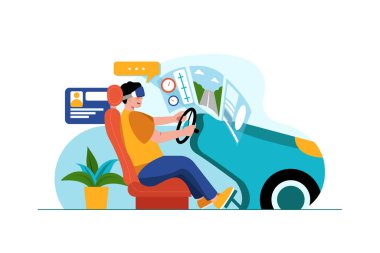 young couple with smartphone and map vector illustration design