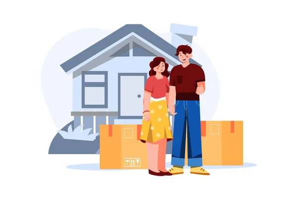 Couple Boxes House Vector Illustration Design — Vector de stock