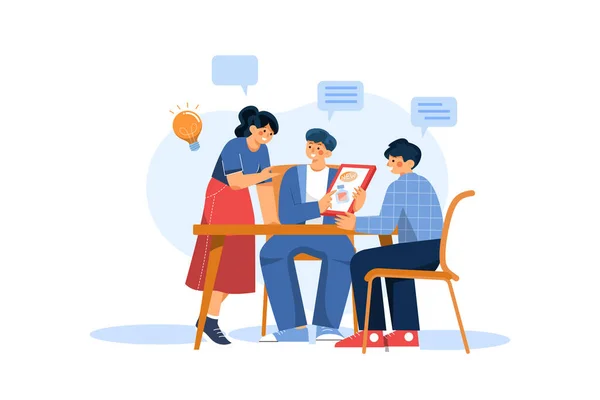 People Working Together Laptop Speech Bubble Vector Illustration Design — Stok Vektör