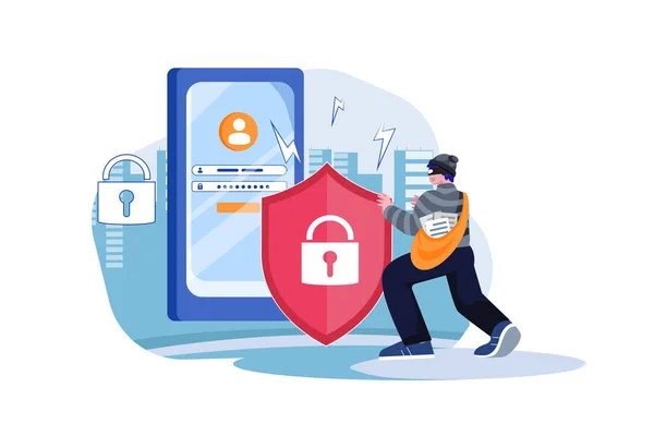 Cyber Security Concept Padlock Lock Vector Illustration Graphic Design — Archivo Imágenes Vectoriales