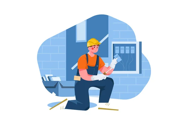 Worker Helmet Screwdriver Vector Illustration Design — Vetor de Stock