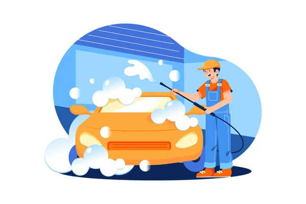 Worker Cleaning Tools Vector Illustration Design — 스톡 벡터