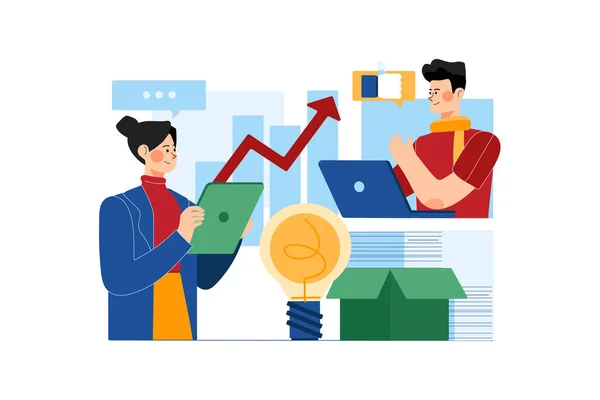 Vector Illustration Online Business People Business Strategy — Wektor stockowy