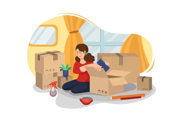 Delivery Service Moving New Home Vector Illustration — Stok Vektör