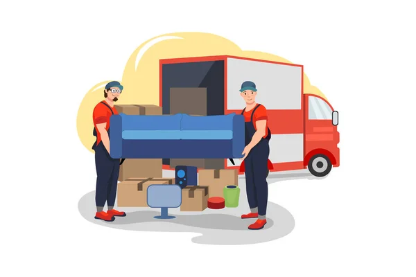 Delivery Service Moving New Home Vector Illustration — ストックベクタ