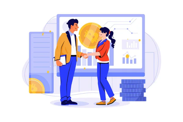 Cryptocurrency Illustration Concept Flat Illustration Isolated White Background — Image vectorielle