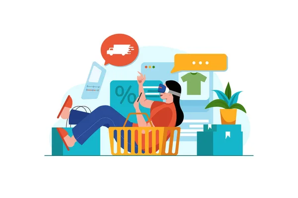 Shopping Online Konzept Mit Verkauf Icons Vektor Illustration Design — Stockvektor