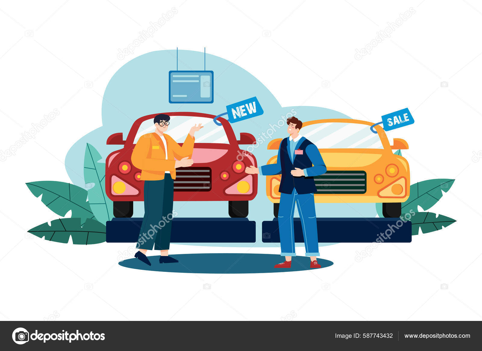 Car Dealership Concepto Ilustración Ilustración Plana Aislada Sobre