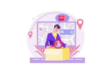 Online dağıtım konsepti. düz dizayn. vektör illüstrasyonu