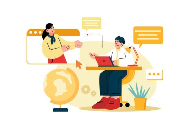 Eğitim Kaynakları Illustration konsepti. Düz illüstrasyon beyaz arkaplanda izole edildi