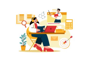 Eğitim Kaynakları Illustration konsepti. Düz illüstrasyon beyaz arkaplanda izole edildi