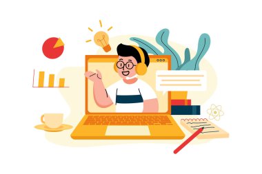 Eğitim Kaynakları Illustration konsepti. Düz illüstrasyon beyaz arkaplanda izole edildi