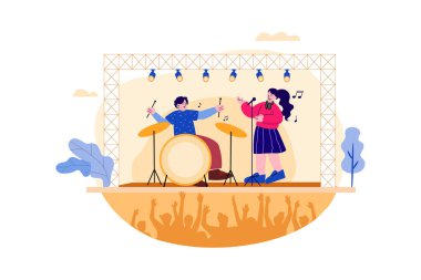 Podcast Audio Illustration concept. Flat illustration isolated on white background