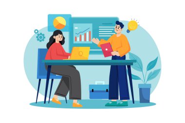 Çevrimiçi Dijital Pazarlama Çizimi konsepti. Düz illüstrasyon beyaz arkaplanda izole edildi