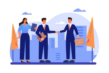 Business Startup Illustration konsepti. Düz illüstrasyon beyaz arkaplanda izole edildi