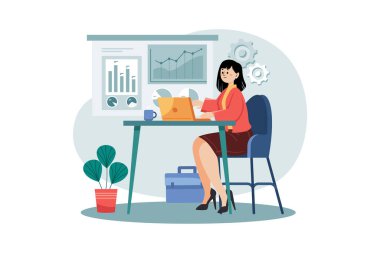 Business Startup Illustration konsepti. Düz illüstrasyon beyaz arkaplanda izole edildi