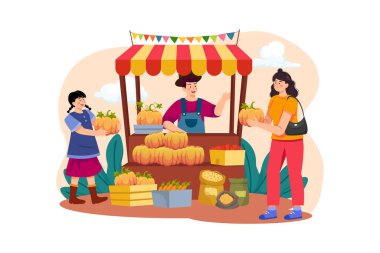 Şükran Günü Illustration konsepti. Düz illüstrasyon beyaz arkaplanda izole edildi