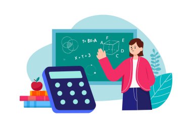 Online Education Illustration konsepti. Düz illüstrasyon beyaz arkaplanda izole edildi