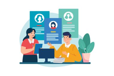 İş Aktiviteleri Çizim Konsepti. Düz illüstrasyon beyaz arkaplanda izole edildi