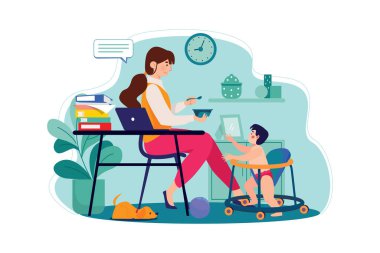 Bebekle evde çalışıyorum.