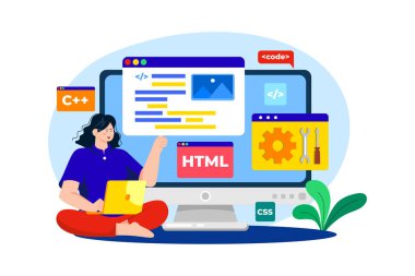 Web Developer flat illustration concept on white background