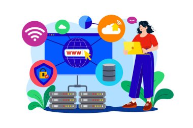 Network Administrator flat illustration concept on white background