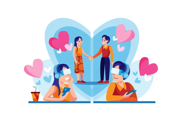 Couple Lovers Love Heart Vector Illustration Design — стоковый вектор