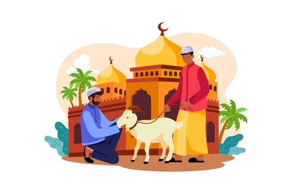 Eid Adha Illustration Concept Flat Illustration Isolated White Background — ストックベクタ