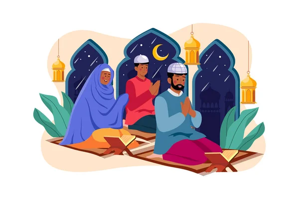 Eid Adha Illustration Concept Flat Illustration Isolated White Background — ストックベクタ