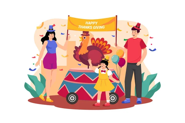 Thanksgiving Day Illustration Konzept Flache Abbildung Isoliert Auf Weißem Hintergrund — Stockvektor