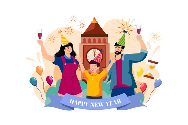 New Years Eve Illustration Concept Flat Illustration Isolated White Background — Vetor de Stock