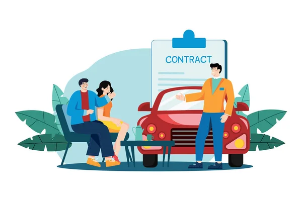 Car Dealership Illustration Concept Flat Illustration Isolated White Background — Stockový vektor
