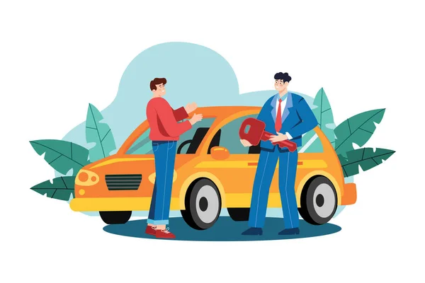 Car Dealership Illustration Concept Flat Illustration Isolated White Background — Vetor de Stock