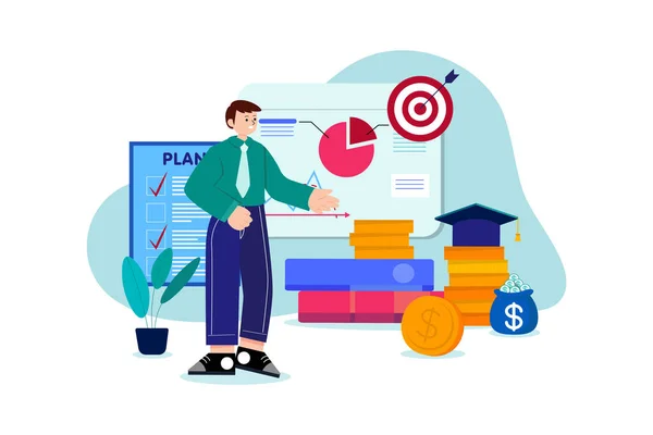 Online Education Illustration Concept Flat Illustration Isolated White Background —  Vetores de Stock