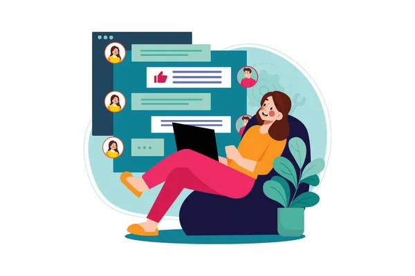 Answer Customer Chat Home Illustration Concept Flat Illustration Isolated White — Stock vektor