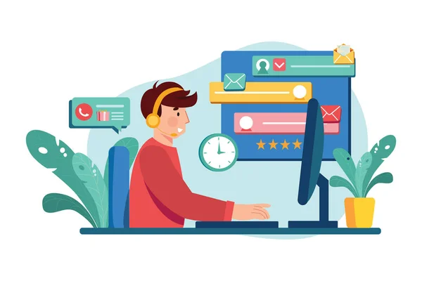 Customer Service Flat Illustration Concept White Background — 图库矢量图片