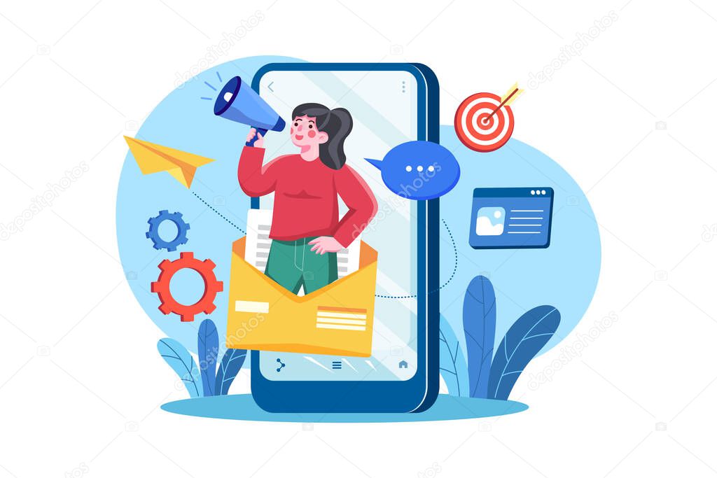 Online Digital Marketing Illustration concept. Flat illustration isolated on white background