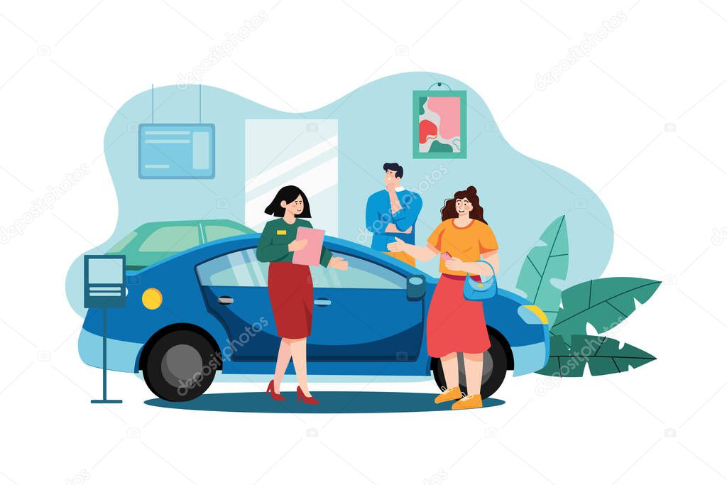 Car Dealership Illustration concept. Flat illustration isolated on white background