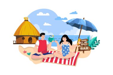 Man and woman resting at a seaside resort