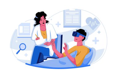 Doctor treating a patient using VR