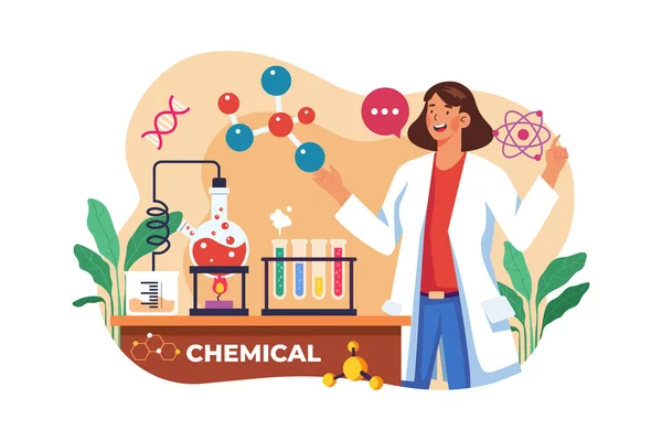 Laboratory Assistant Doing Chemical Tests — Stock Vector