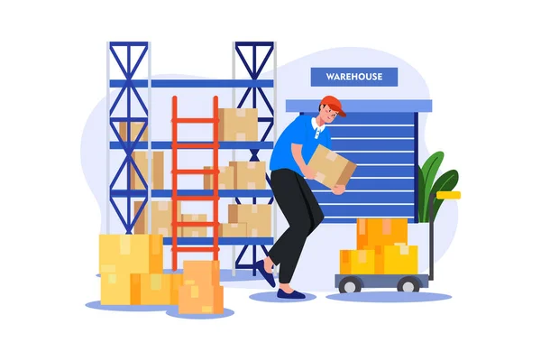 Employees Working Warehouse — ストックベクタ