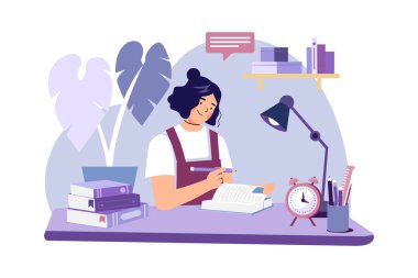Student doing homework Illustration concept on white background